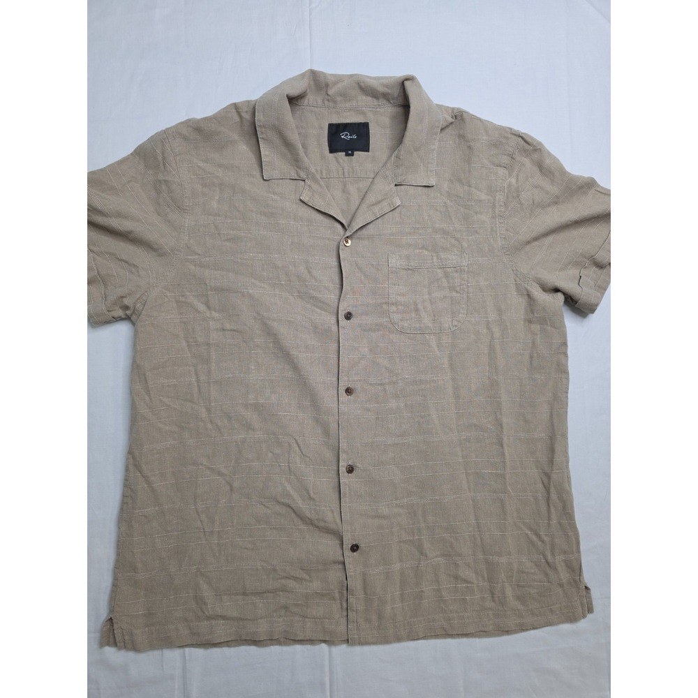 Rails Shirt Men's XL Taupe Cotton Camp Collar‎ Short Sleeve Button-Up Outdoor